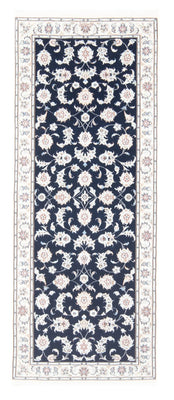 Alfombra de pasillo Alfombra Persa - Nain - Real - 205 x 80 cm - azul oscuro
