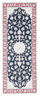Alfombra de pasillo Alfombra Persa - Nain - Real - 196 x 79 cm - azul oscuro