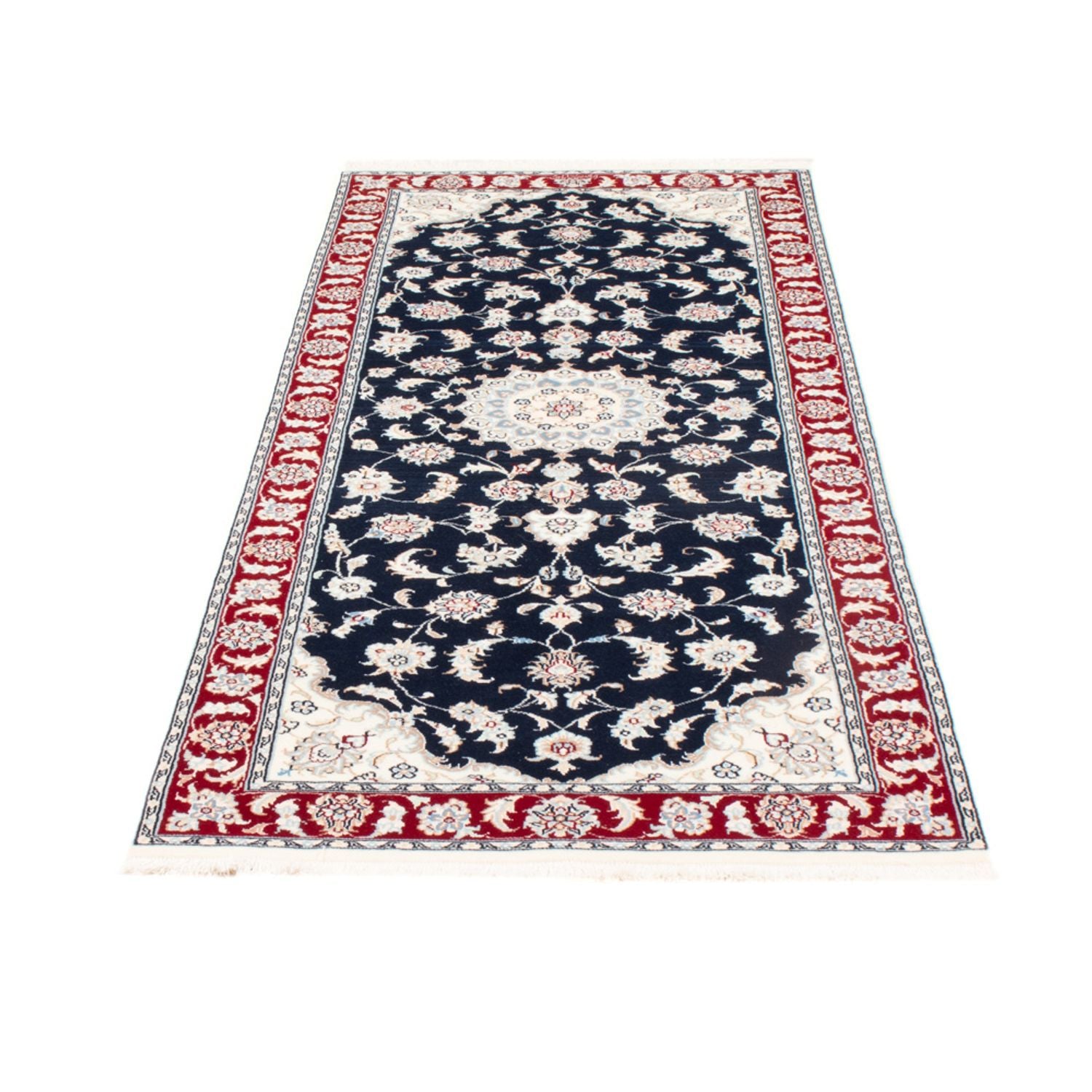 Alfombra de pasillo Alfombra Persa - Nain - Real - 196 x 79 cm - azul oscuro