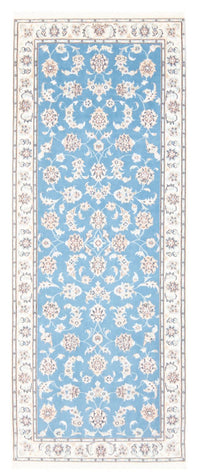 Alfombra de pasillo Alfombra Persa - Nain - Real - 209 x 84 cm - azul claro