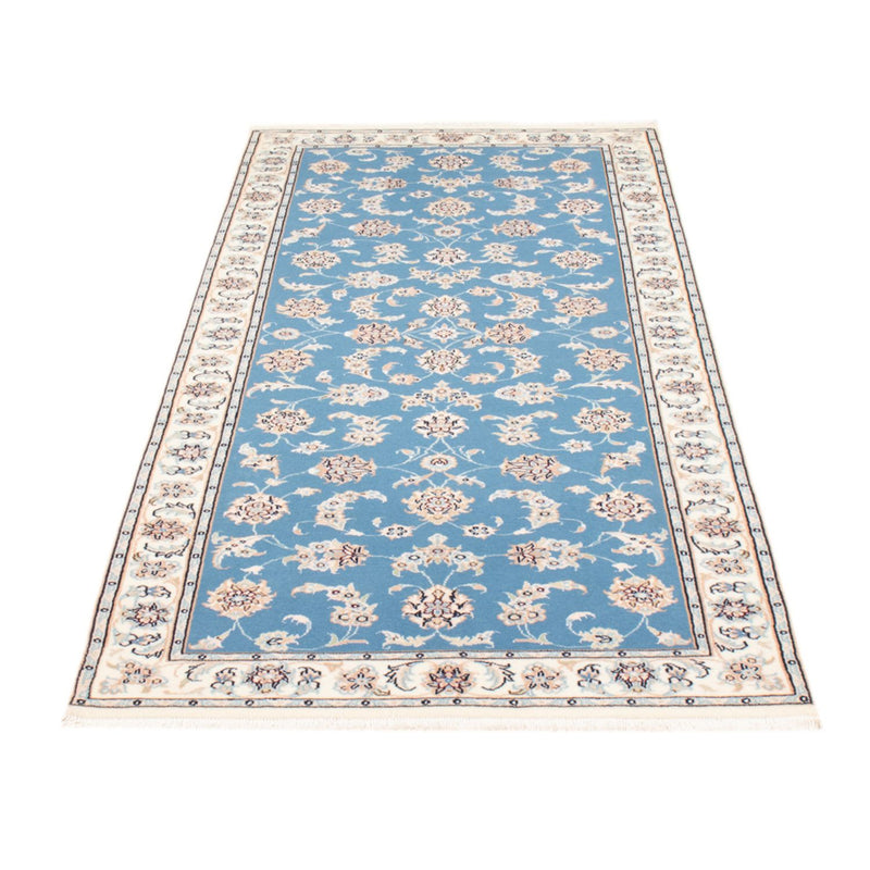Alfombra de pasillo Alfombra Persa - Nain - Real - 209 x 84 cm - azul claro