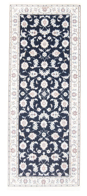 Alfombra de pasillo Alfombra Persa - Nain - Real - 202 x 78 cm - azul oscuro