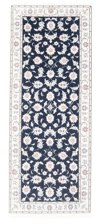 Alfombra de pasillo Alfombra Persa - Nain - Real - 202 x 78 cm - azul oscuro