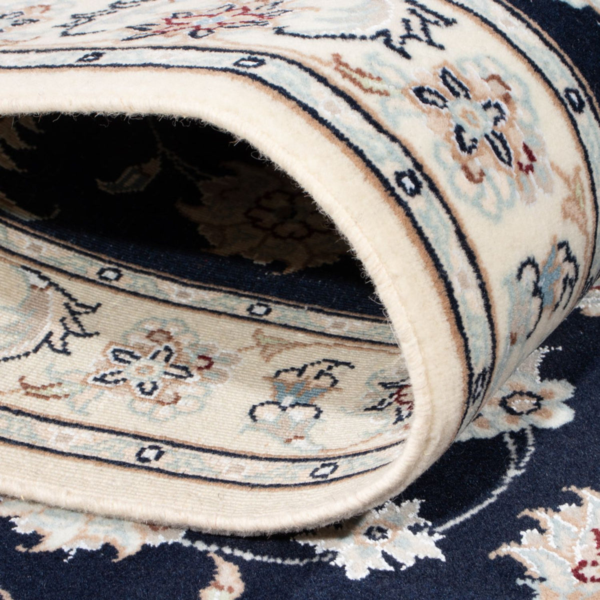 Alfombra de pasillo Alfombra Persa - Nain - Real - 202 x 78 cm - azul oscuro