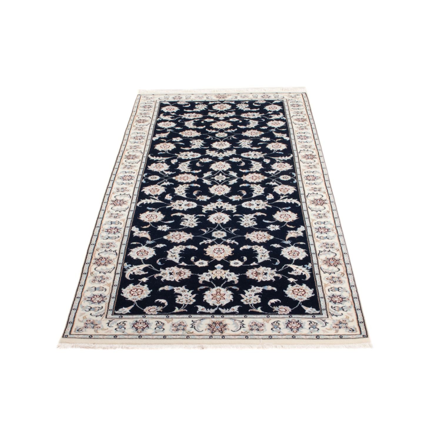 Alfombra de pasillo Alfombra Persa - Nain - Real - 202 x 78 cm - azul oscuro