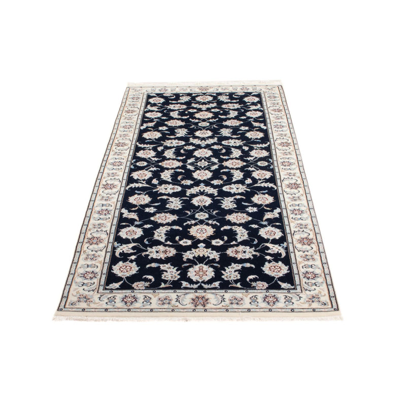Alfombra de pasillo Alfombra Persa - Nain - Real - 202 x 78 cm - azul oscuro