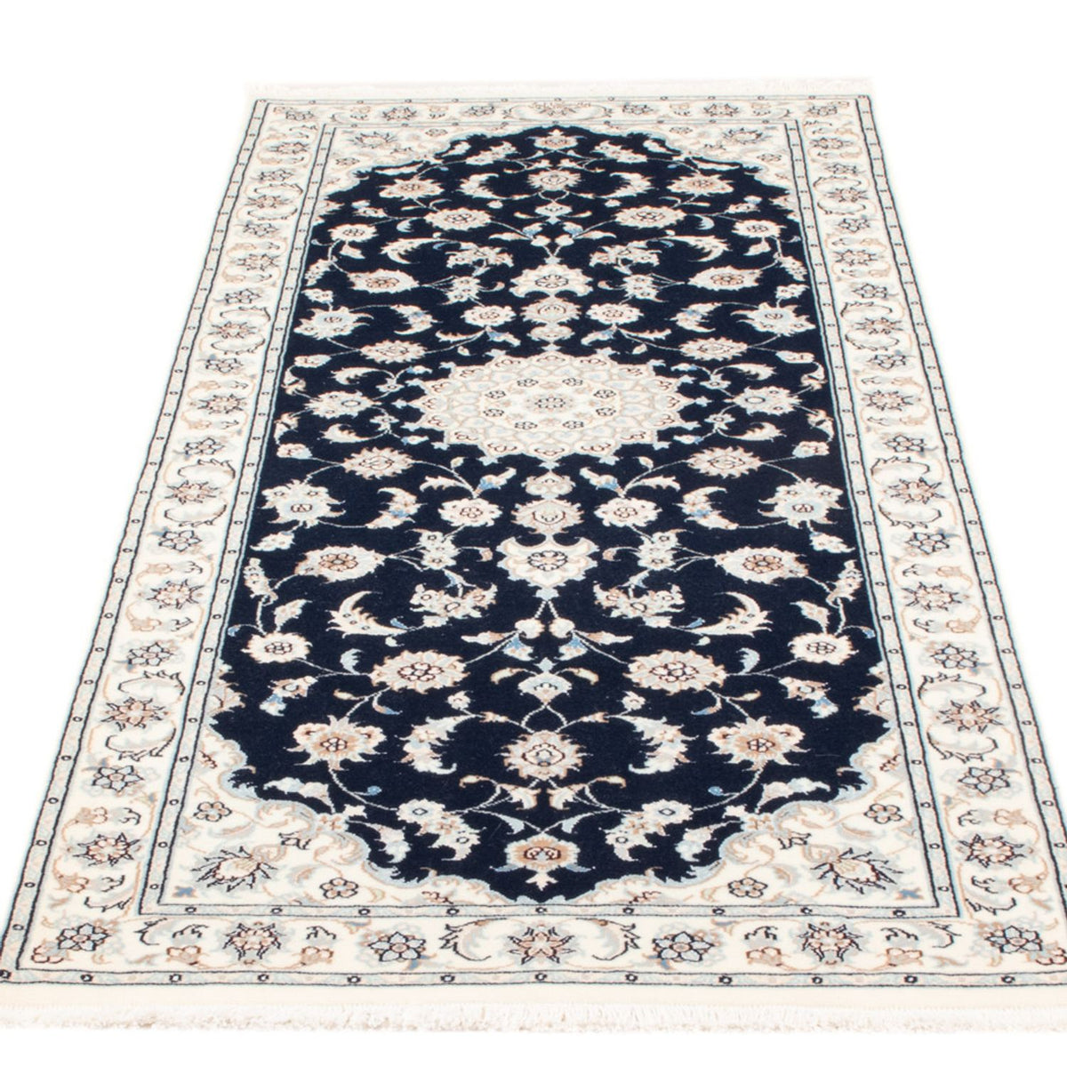 Alfombra de pasillo Alfombra Persa - Nain - Real - 200 x 81 cm - azul oscuro