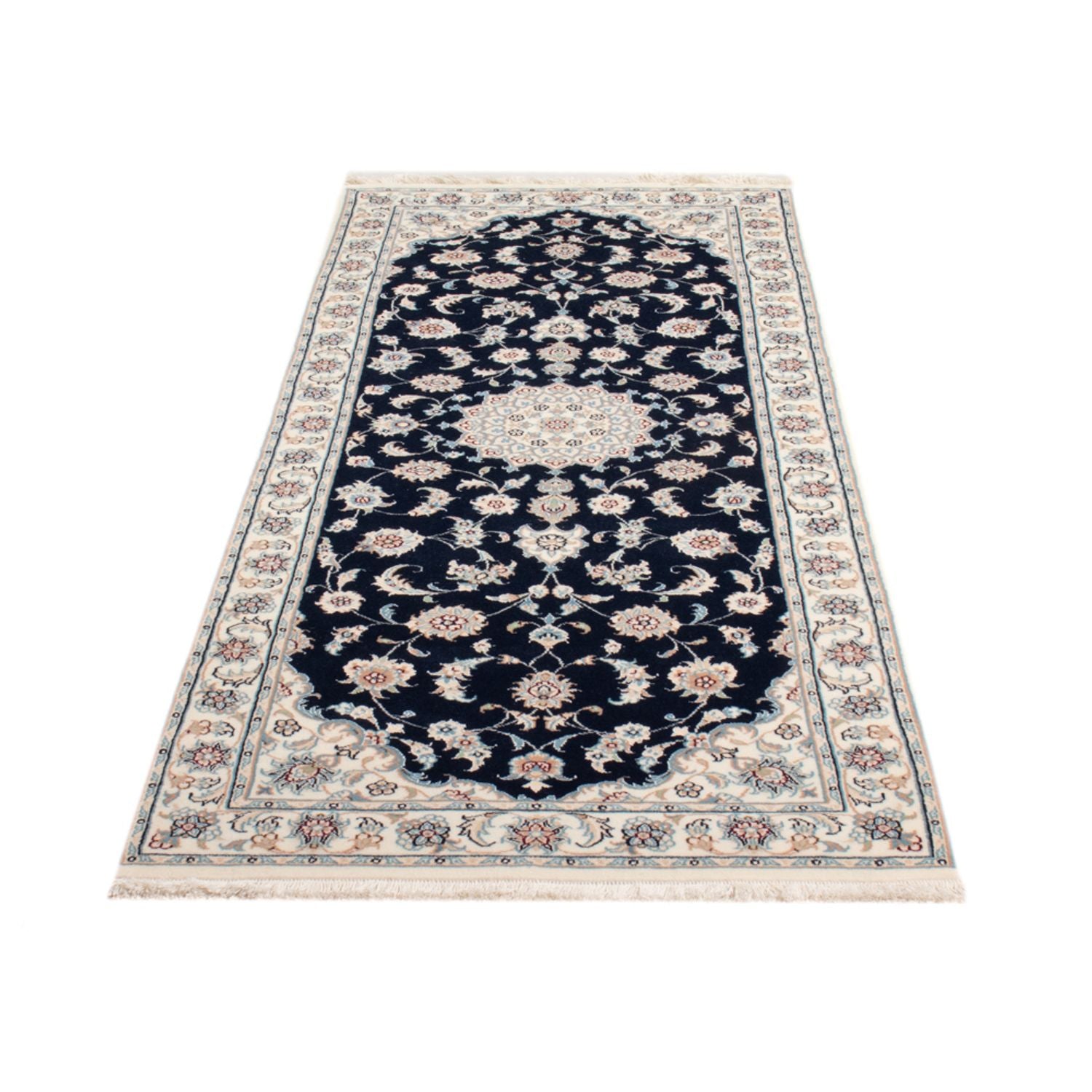 Alfombra de pasillo Alfombra Persa - Nain - Real - 201 x 78 cm - azul oscuro