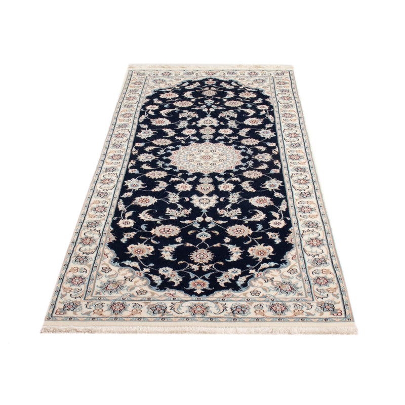 Alfombra de pasillo Alfombra Persa - Nain - Real - 201 x 78 cm - azul oscuro