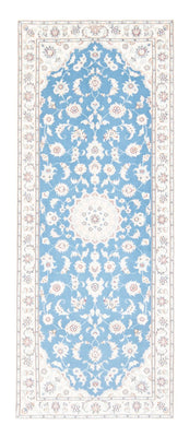 Alfombra de pasillo Alfombra Persa - Nain - Real - 197 x 82 cm - azul claro