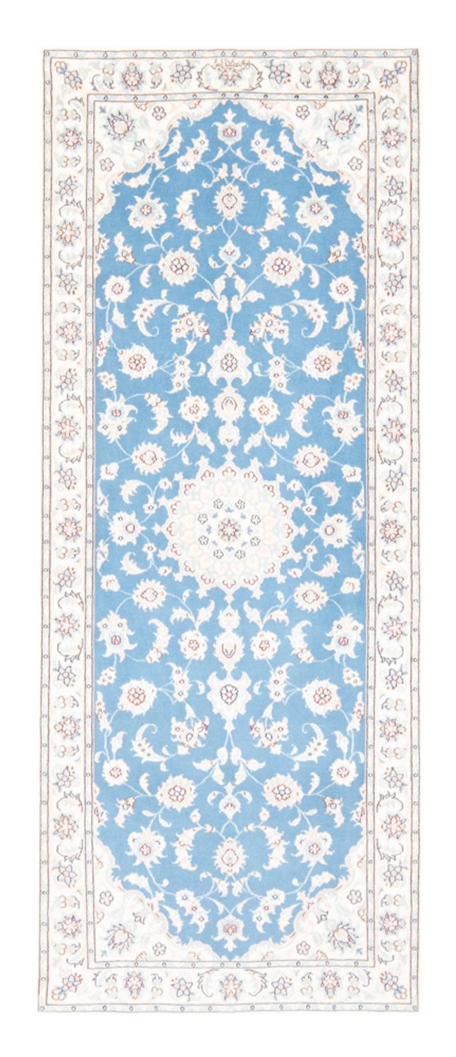 Alfombra de pasillo Alfombra Persa - Nain - Real - 197 x 82 cm - azul claro