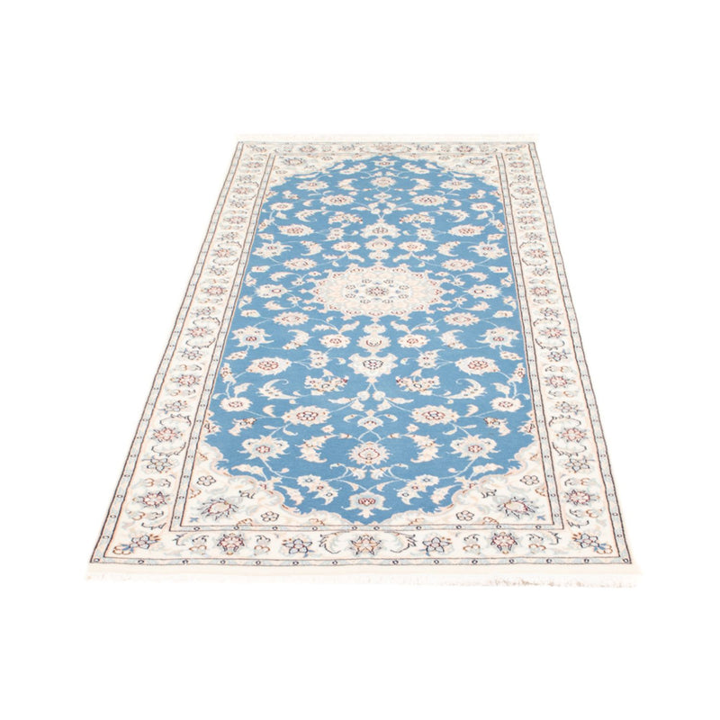 Alfombra de pasillo Alfombra Persa - Nain - Real - 197 x 82 cm - azul claro