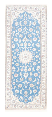 Alfombra de pasillo Alfombra Persa - Nain - Real - 204 x 82 cm - azul claro