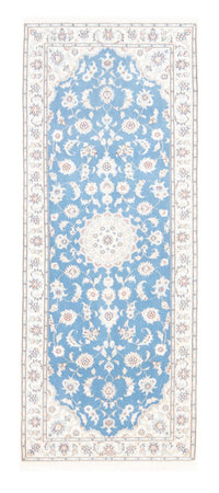 Alfombra de pasillo Alfombra Persa - Nain - Real - 204 x 82 cm - azul claro