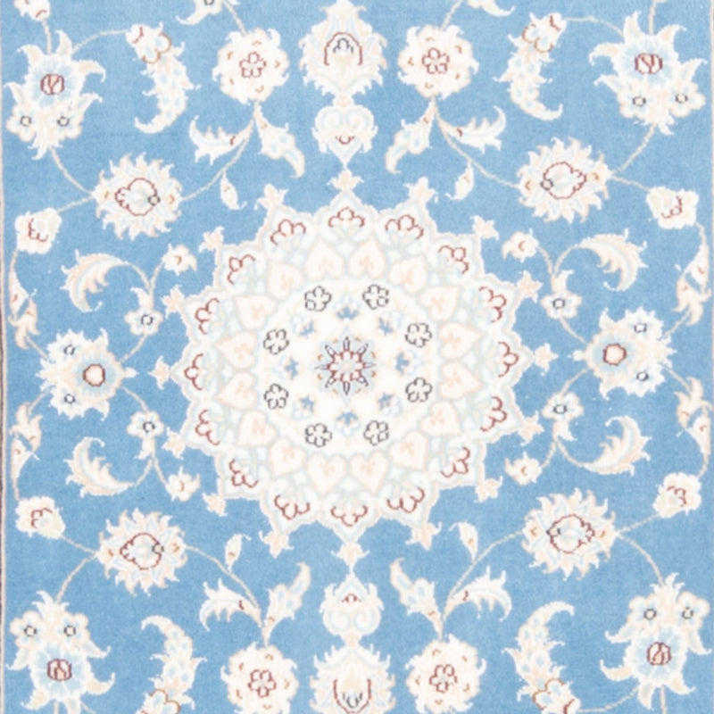 Alfombra de pasillo Alfombra Persa - Nain - Real - 204 x 82 cm - azul claro