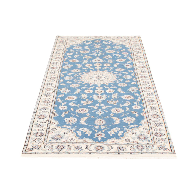 Alfombra de pasillo Alfombra Persa - Nain - Real - 204 x 82 cm - azul claro