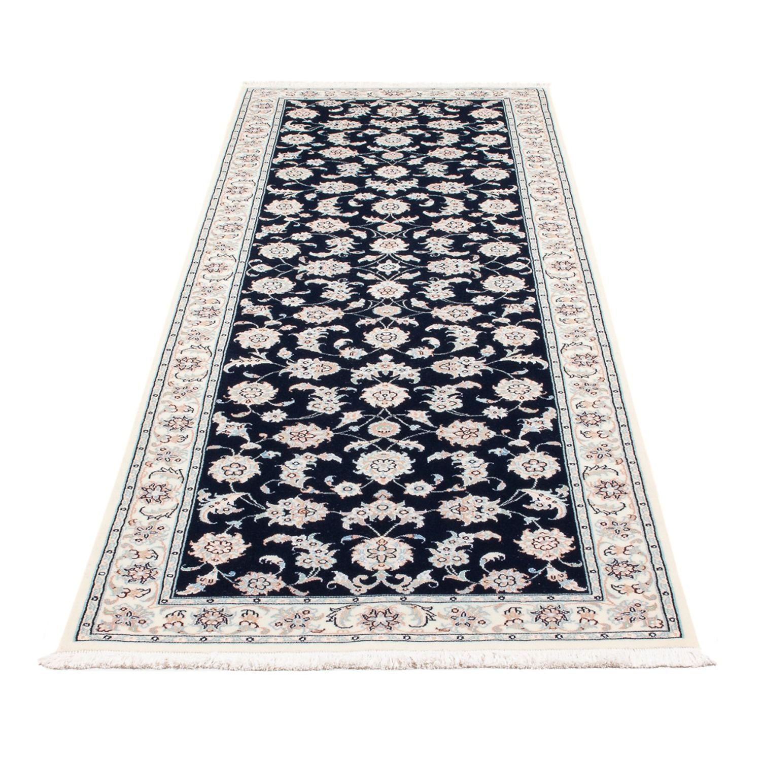 Alfombra de pasillo Alfombra Persa - Nain - Prima - 248 x 82 cm - azul oscuro