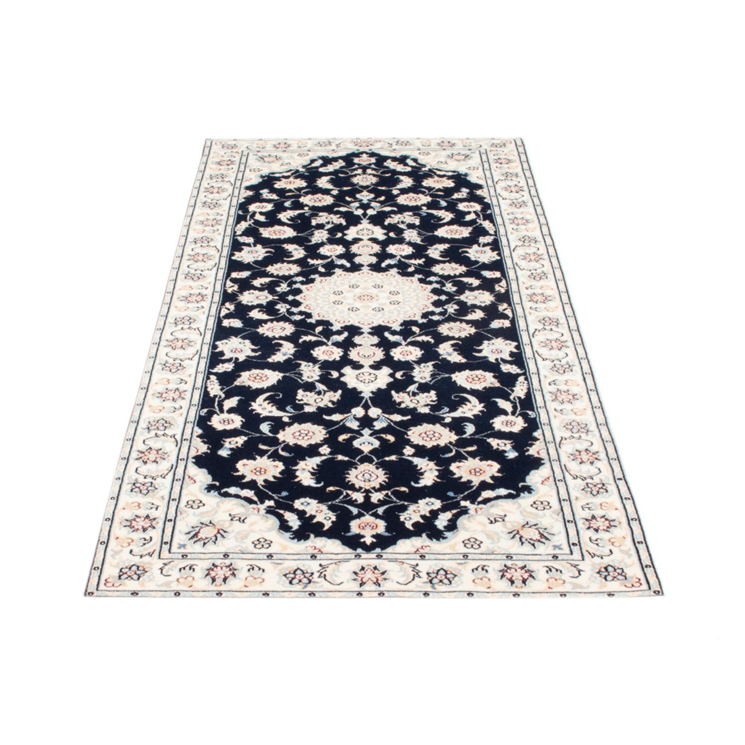 Alfombra de pasillo Alfombra Persa - Nain - Real - 200 x 80 cm - azul oscuro