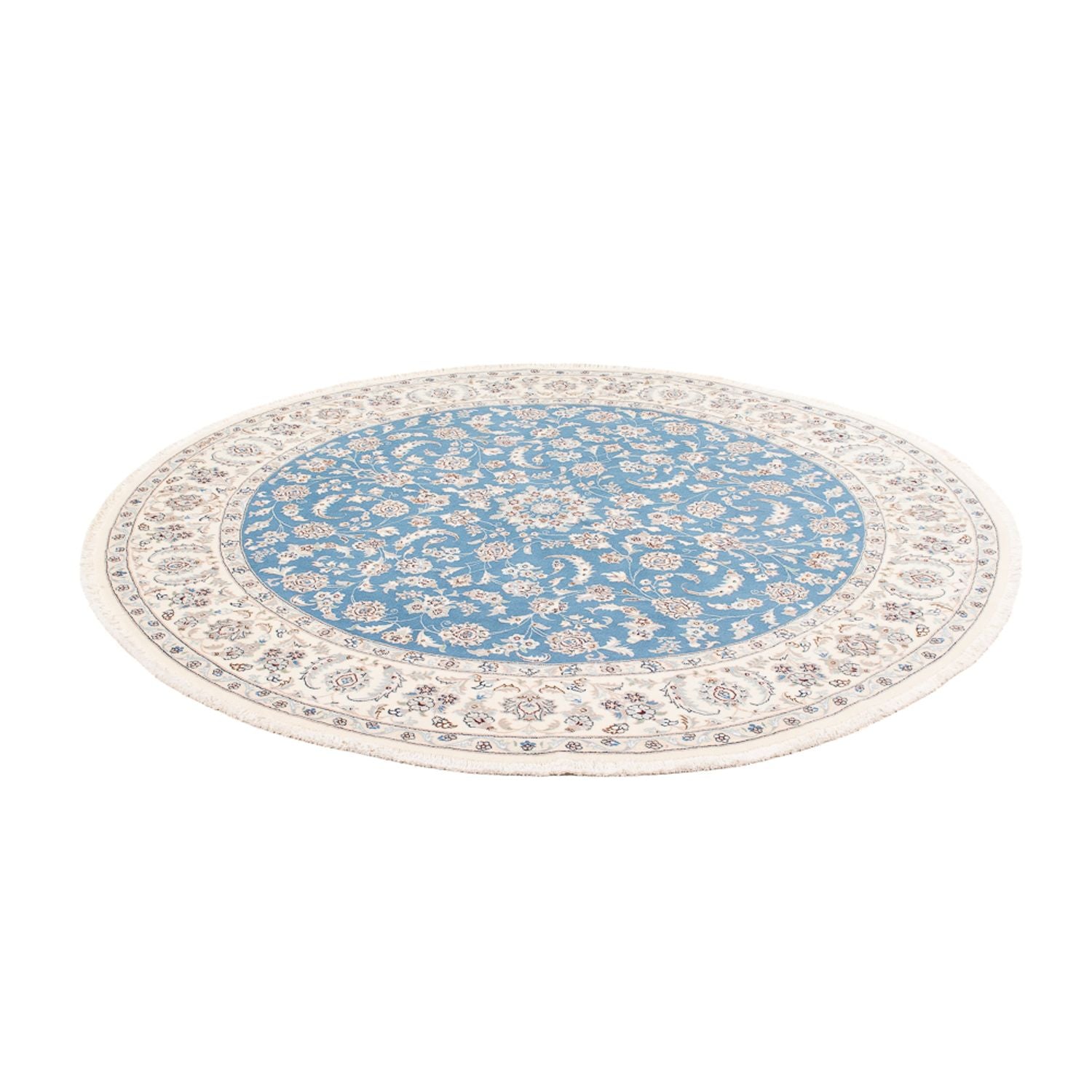 Alfombra persa - Nain redondo  - 200 x 200 cm - azul claro