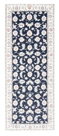 Alfombra de pasillo Alfombra Persa - Nain - Real - 200 x 80 cm - azul oscuro