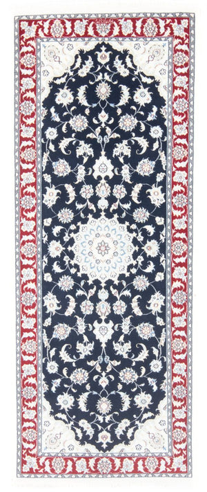 Alfombra de pasillo Alfombra Persa - Nain - Real - 203 x 81 cm - azul oscuro