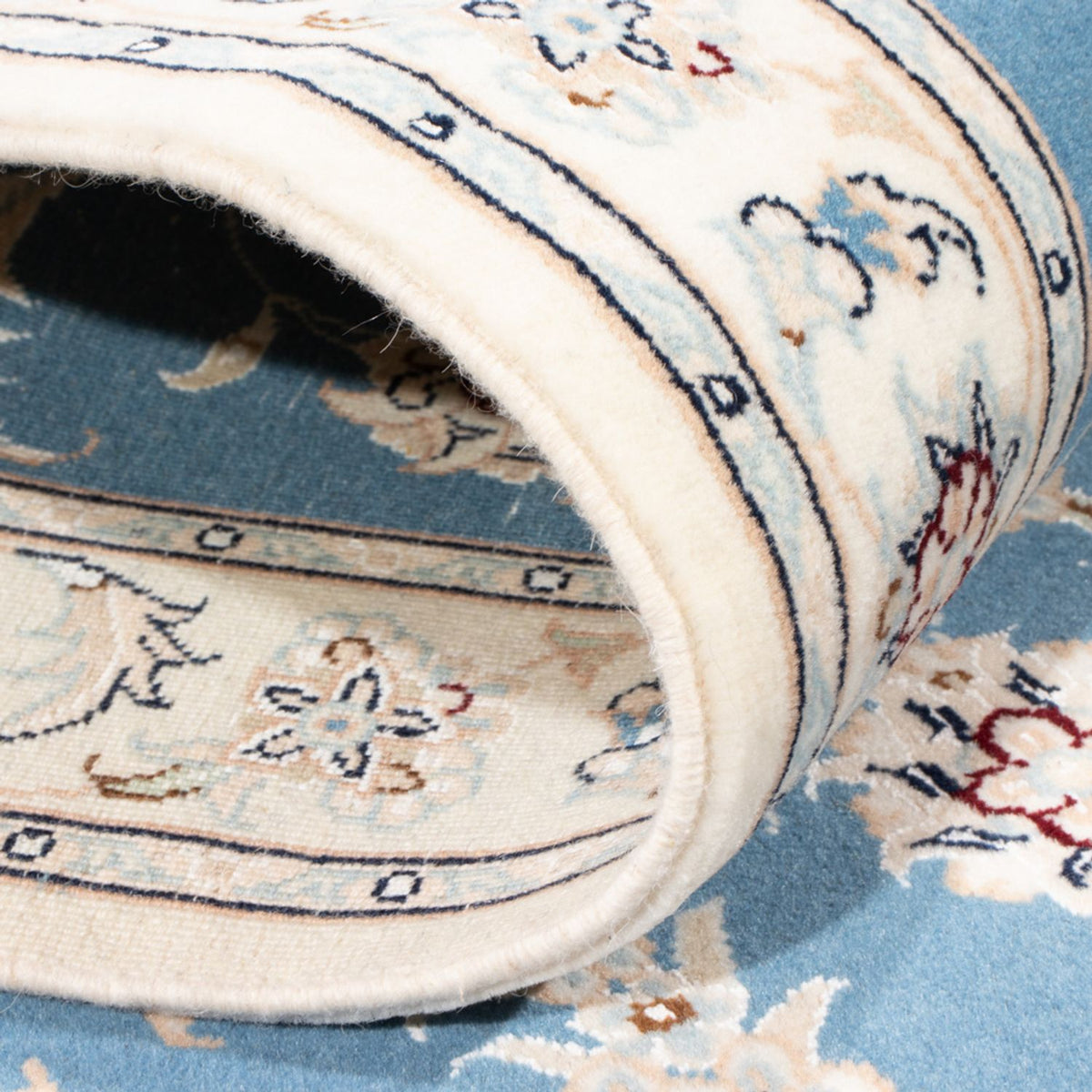 Alfombra de pasillo Alfombra Persa - Nain - Real - 200 x 80 cm - azul claro