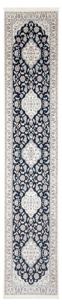 Alfombra de pasillo Alfombra Persa - Nain - Prima - 388 x 88 cm - azul oscuro