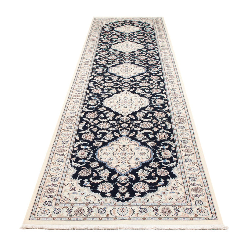Alfombra de pasillo Alfombra Persa - Nain - Prima - 388 x 88 cm - azul oscuro