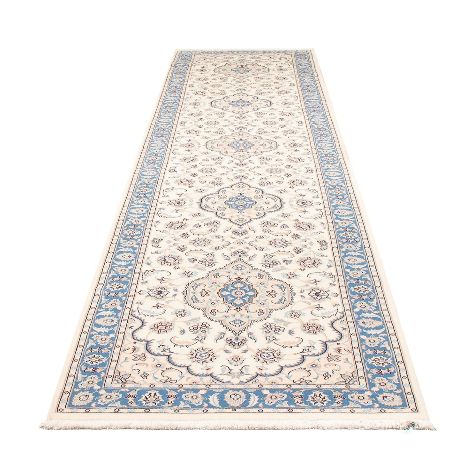 Alfombra de pasillo Alfombra Persa - Nain - Prima - 394 x 91 cm - crema