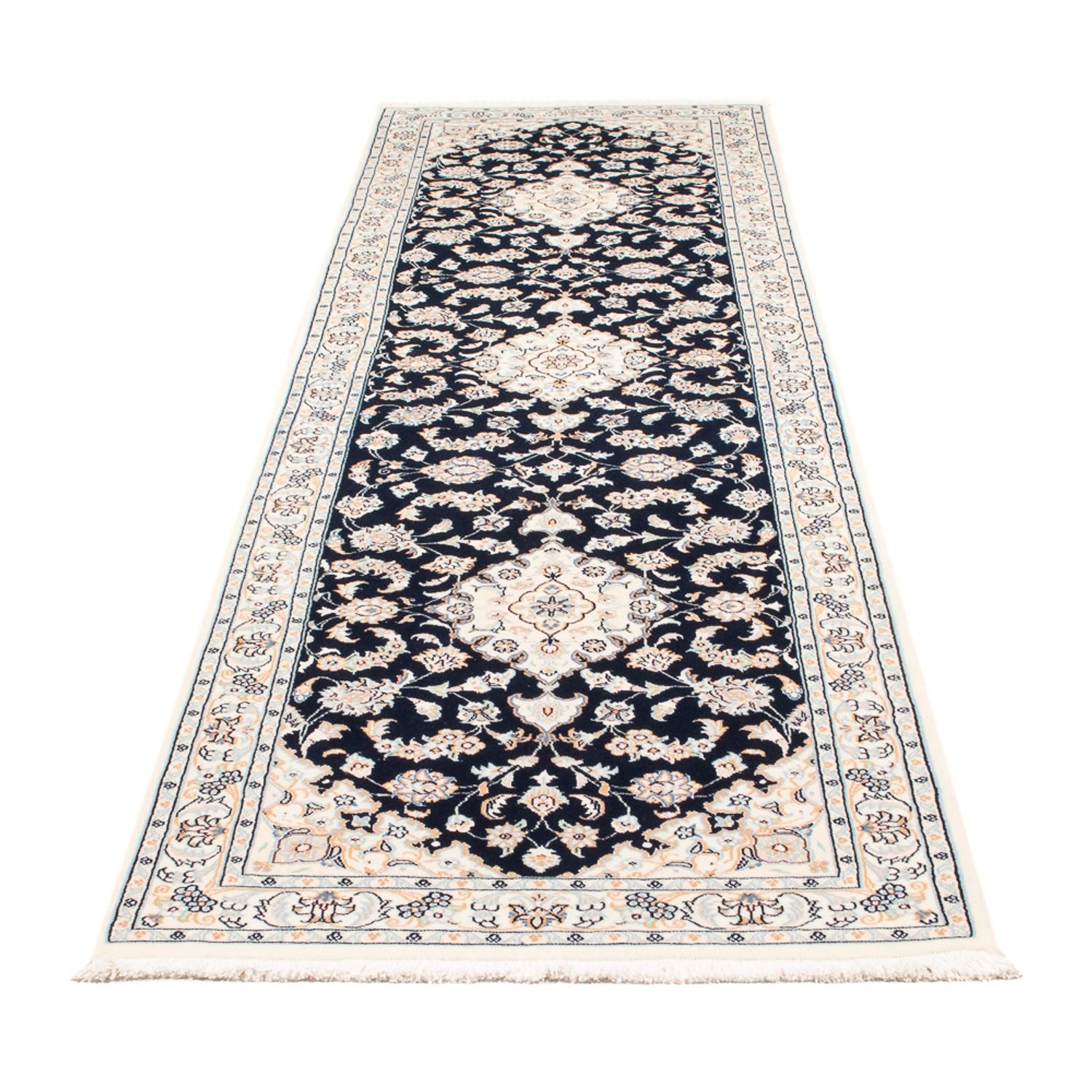 Alfombra de pasillo Alfombra Persa - Nain - Prima - 295 x 80 cm - azul oscuro