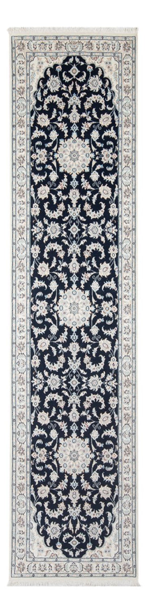 Alfombra de pasillo Alfombra Persa - Nain - Prima - 302 x 80 cm - azul oscuro
