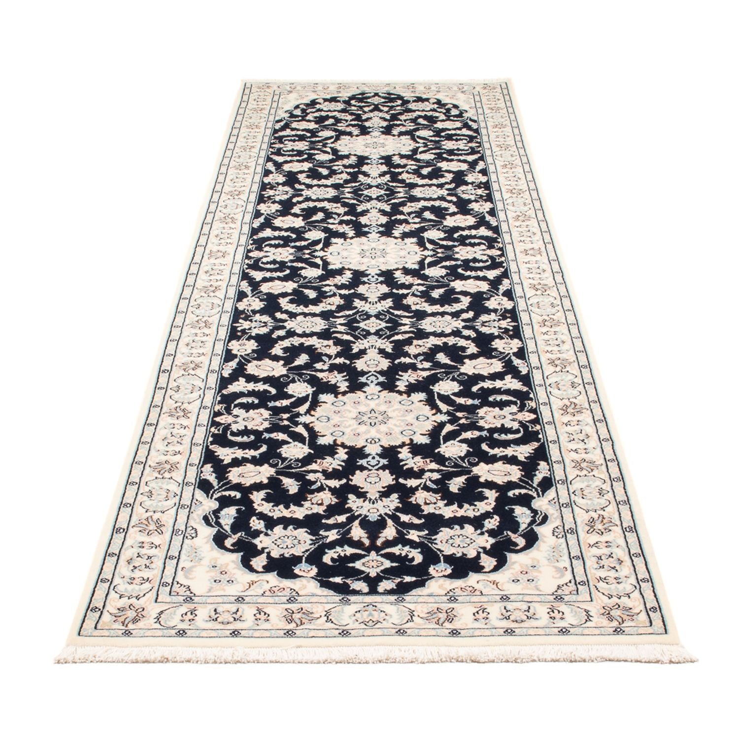 Alfombra de pasillo Alfombra Persa - Nain - Prima - 302 x 80 cm - azul oscuro