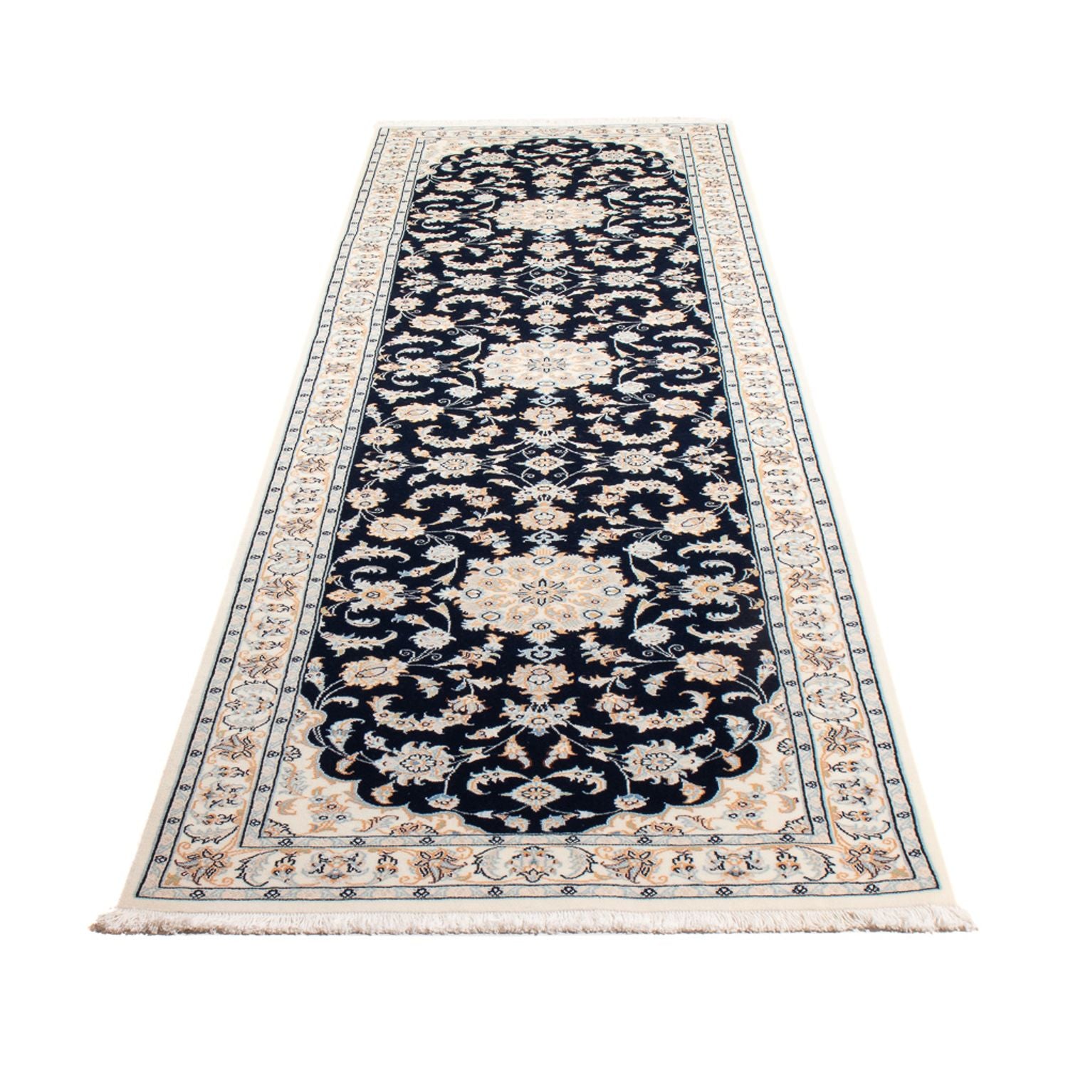 Alfombra de pasillo Alfombra Persa - Nain - Prima - 302 x 83 cm - azul oscuro