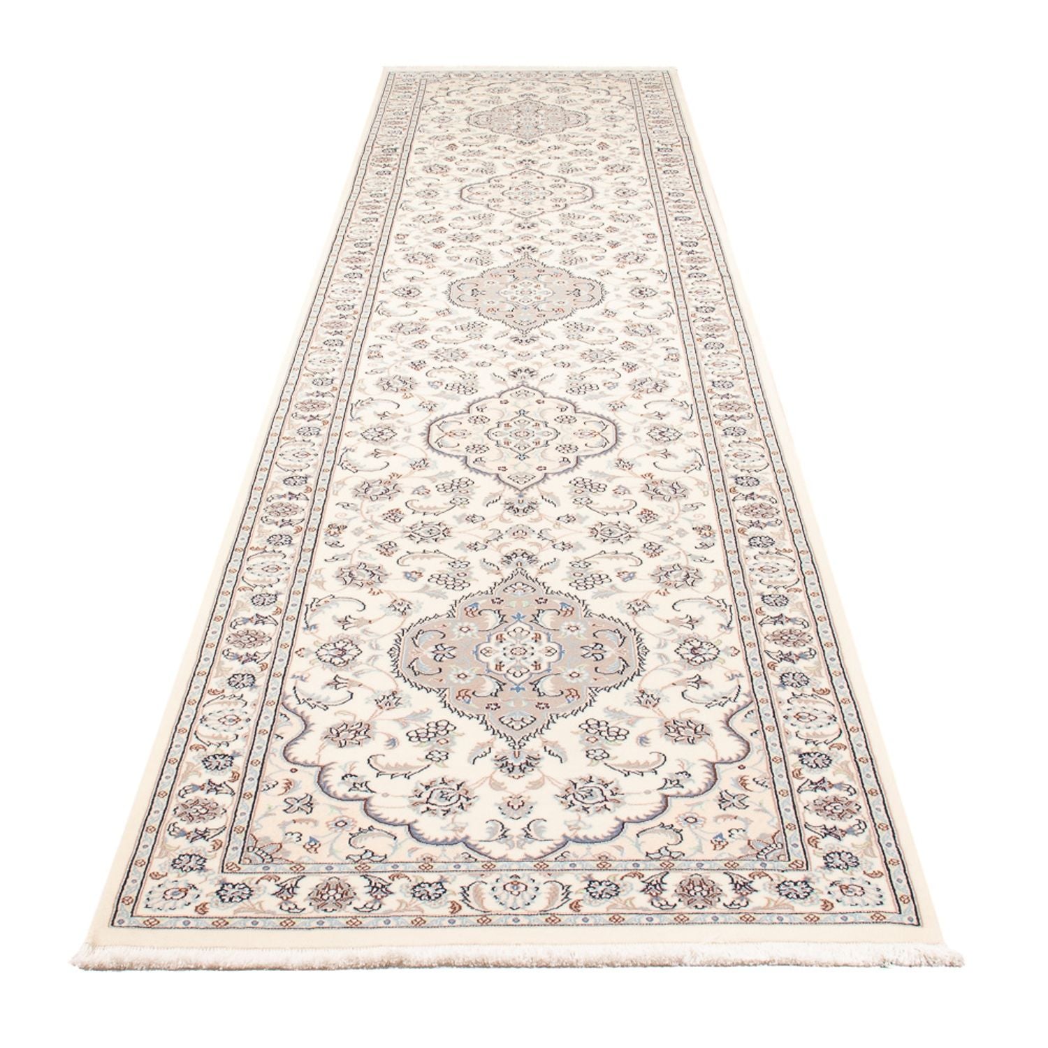 Alfombra de pasillo Alfombra Persa - Nain - Prima - 410 x 90 cm - crema