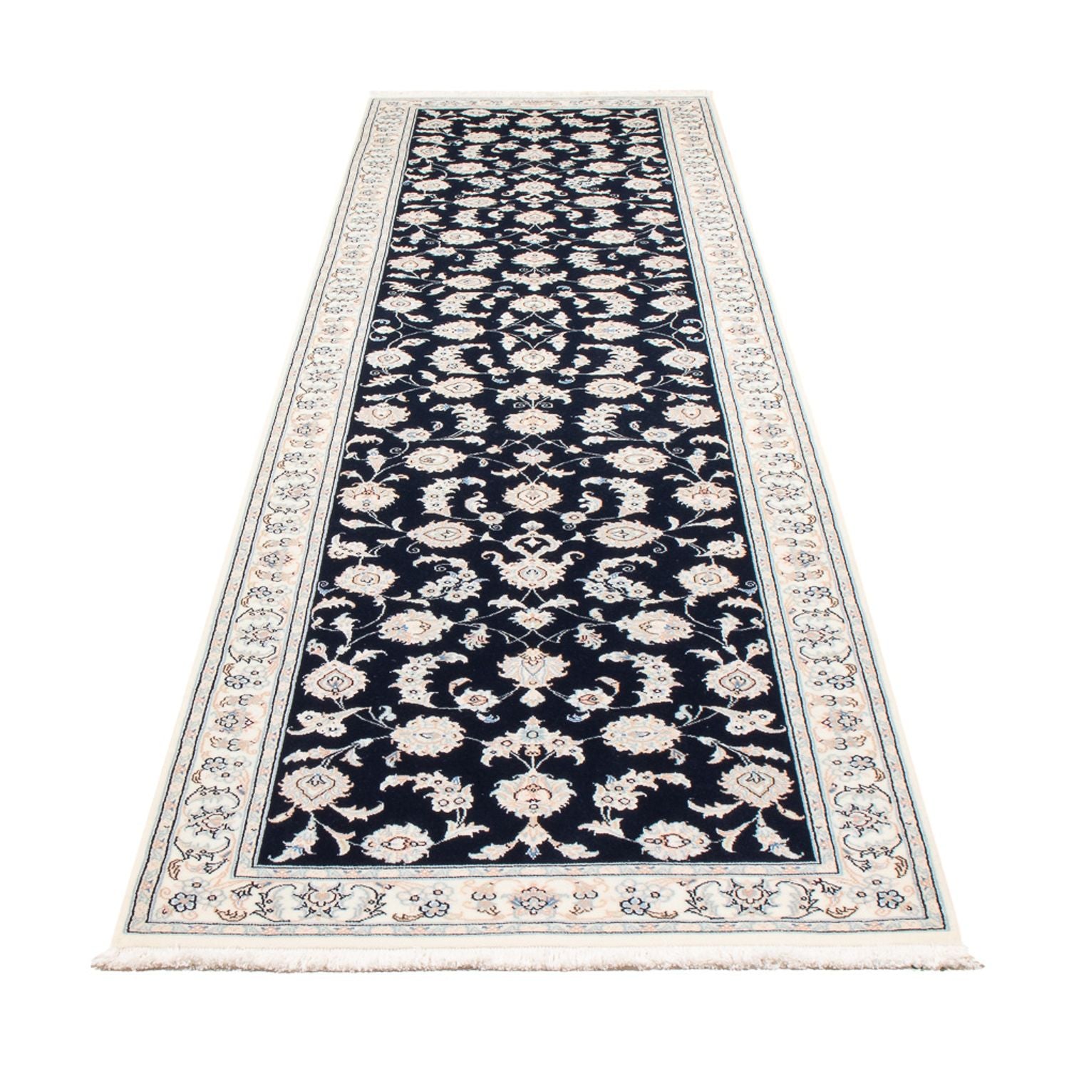Alfombra de pasillo Alfombra Persa - Nain - Prima - 339 x 85 cm - azul oscuro