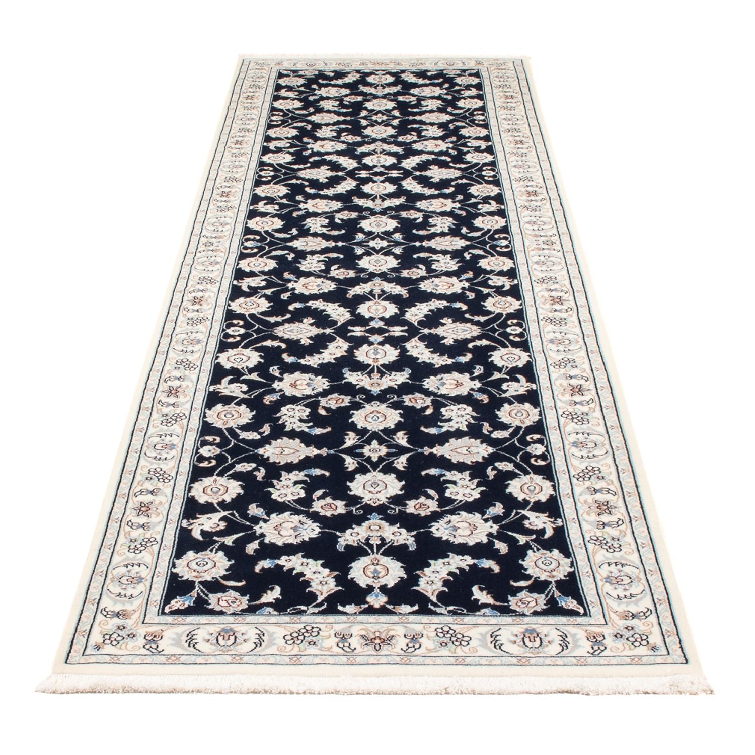 Alfombra de pasillo Alfombra Persa - Nain - Prima - 301 x 82 cm - azul oscuro