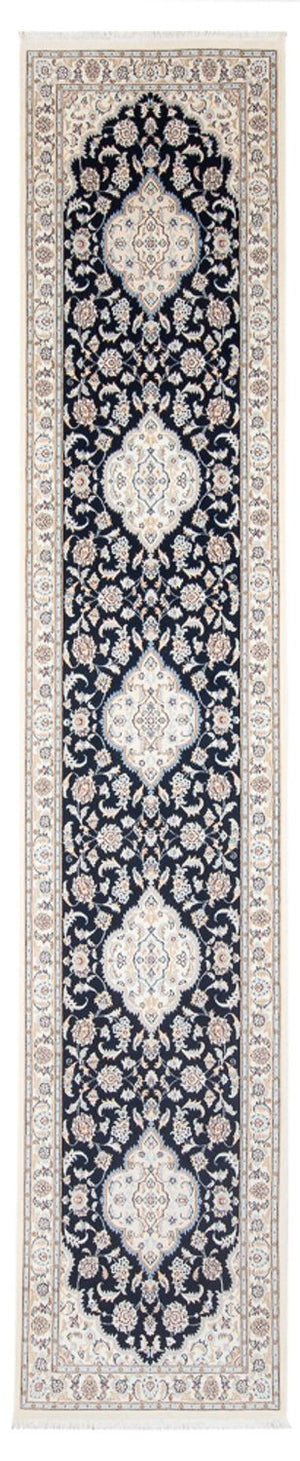 Alfombra de pasillo Alfombra Persa - Nain - Prima - 400 x 90 cm - azul oscuro
