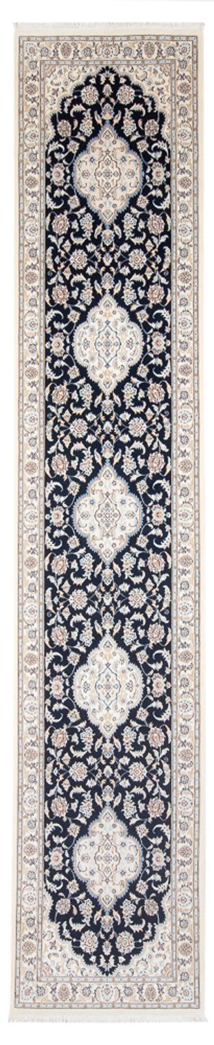 Alfombra de pasillo Alfombra Persa - Nain - Prima - 400 x 90 cm - azul oscuro
