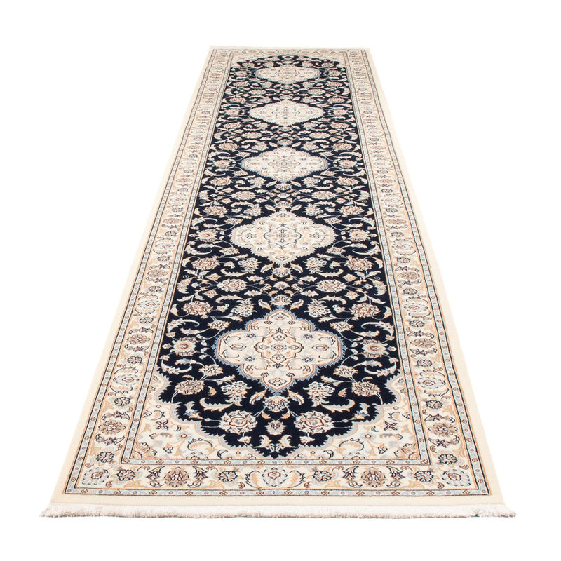 Alfombra de pasillo Alfombra Persa - Nain - Prima - 400 x 90 cm - azul oscuro