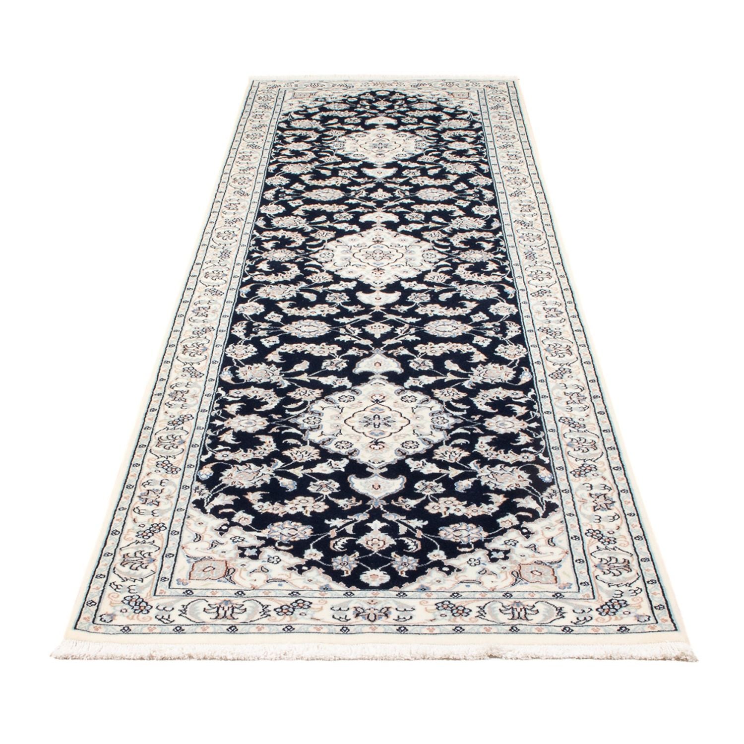 Alfombra de pasillo Alfombra Persa - Nain - Prima - 299 x 84 cm - azul oscuro