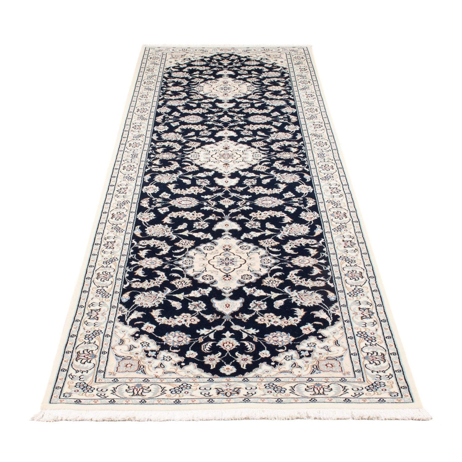 Alfombra de pasillo Alfombra Persa - Nain - Prima - 300 x 80 cm - azul oscuro
