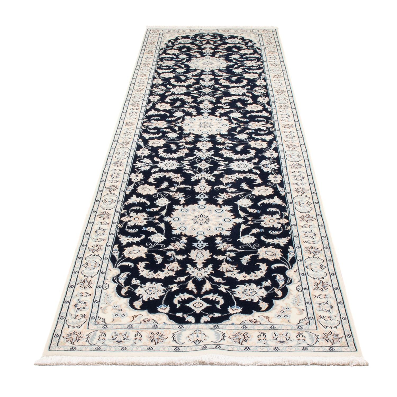 Alfombra de pasillo Alfombra Persa - Nain - Prima - 322 x 80 cm - azul oscuro