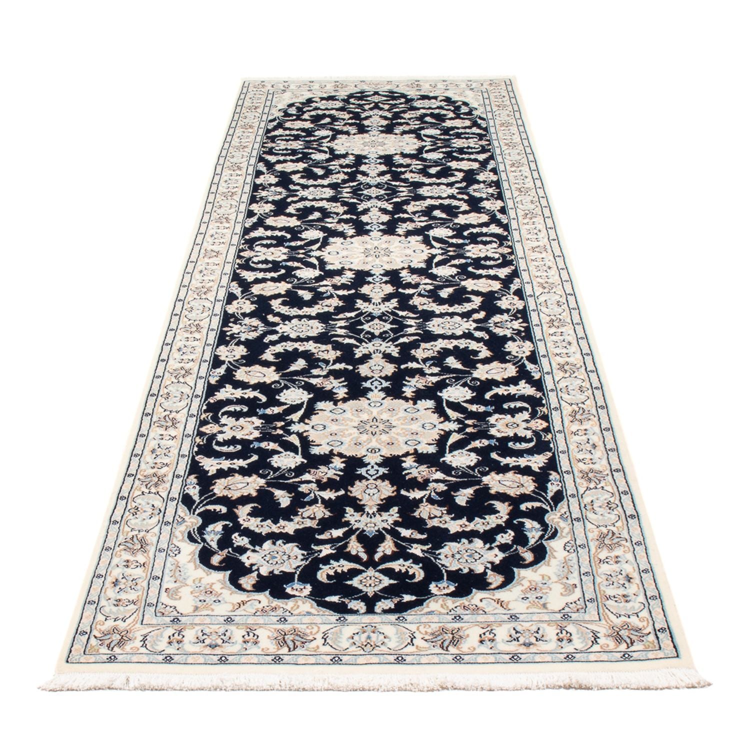 Alfombra de pasillo Alfombra Persa - Nain - Prima - 301 x 83 cm - azul oscuro