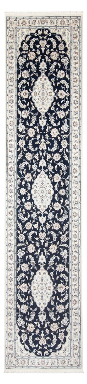 Alfombra de pasillo Alfombra Persa - Nain - Prima - 344 x 90 cm - azul oscuro