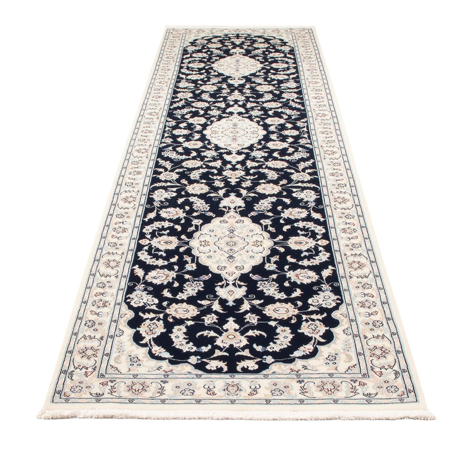 Alfombra de pasillo Alfombra Persa - Nain - Prima - 344 x 90 cm - azul oscuro