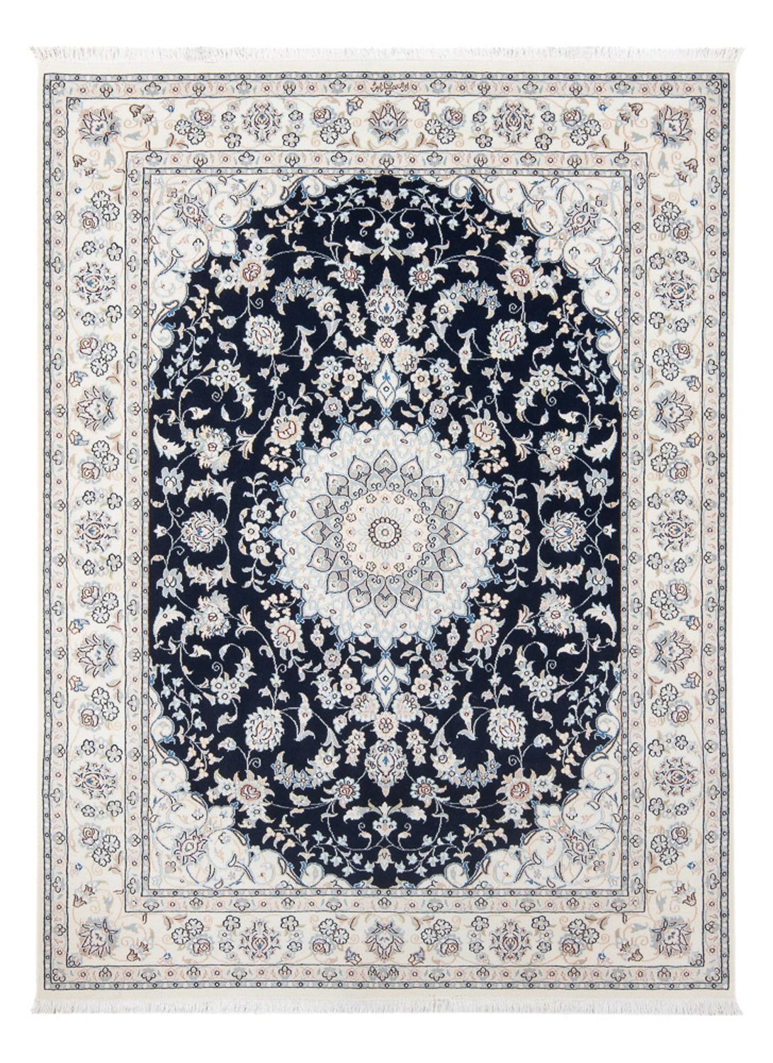 Alfombra Persa - Nain - Prima - 196 x 148 cm - azul oscuro