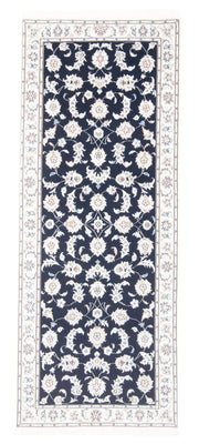 Alfombra de pasillo Alfombra Persa - Nain - Real - 196 x 80 cm - azul oscuro
