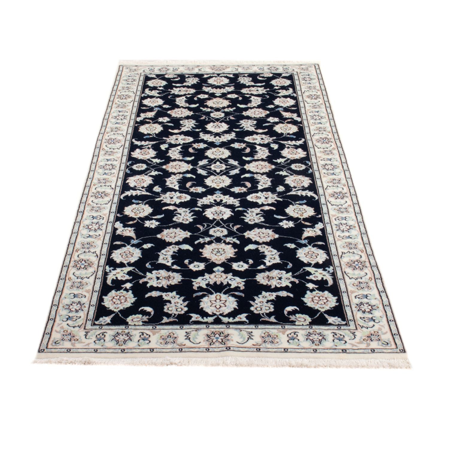 Alfombra de pasillo Alfombra Persa - Nain - Real - 196 x 80 cm - azul oscuro