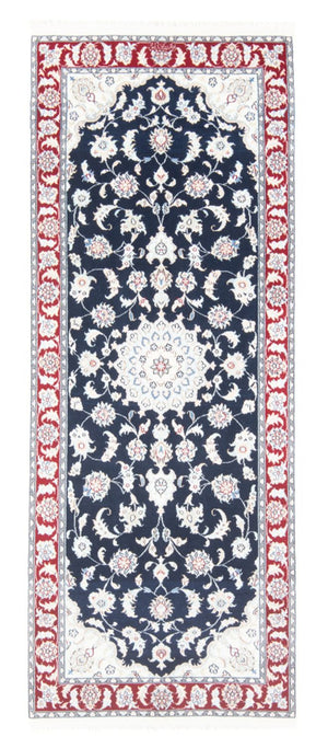 Alfombra de pasillo Alfombra Persa - Nain - Real - 200 x 80 cm - azul oscuro