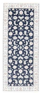 Alfombra de pasillo Alfombra Persa - Nain - Real - 204 x 82 cm - azul oscuro